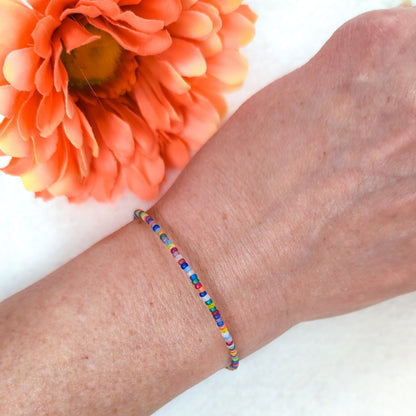 Dainty bracelet - Matte rainbow seed bead bracelet