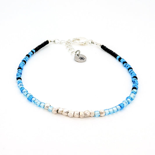 Dainty bracelet - black blue silver - creations by cherie