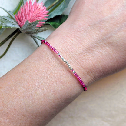 Dainty bracelet - black pink silver - creations by cherie