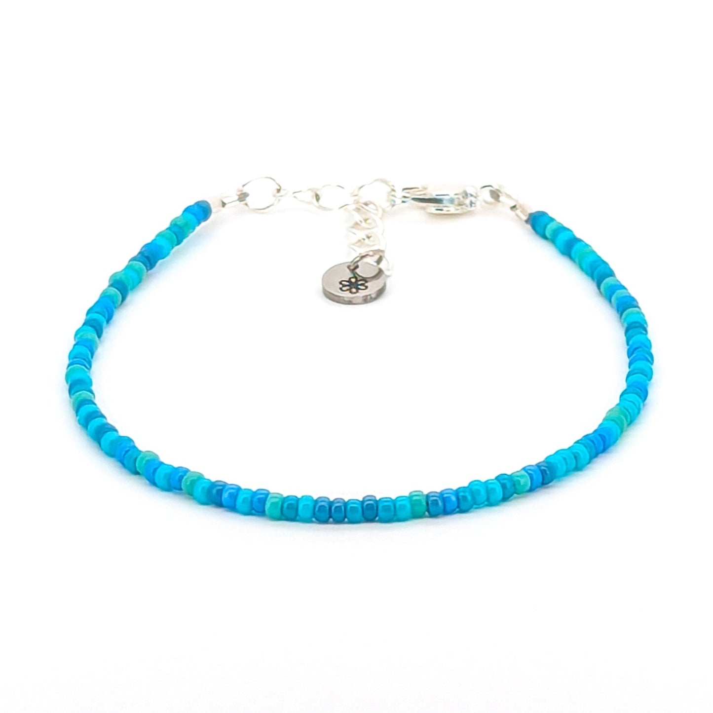 Dainty bracelet - blue and green glass beads - creations by cherie