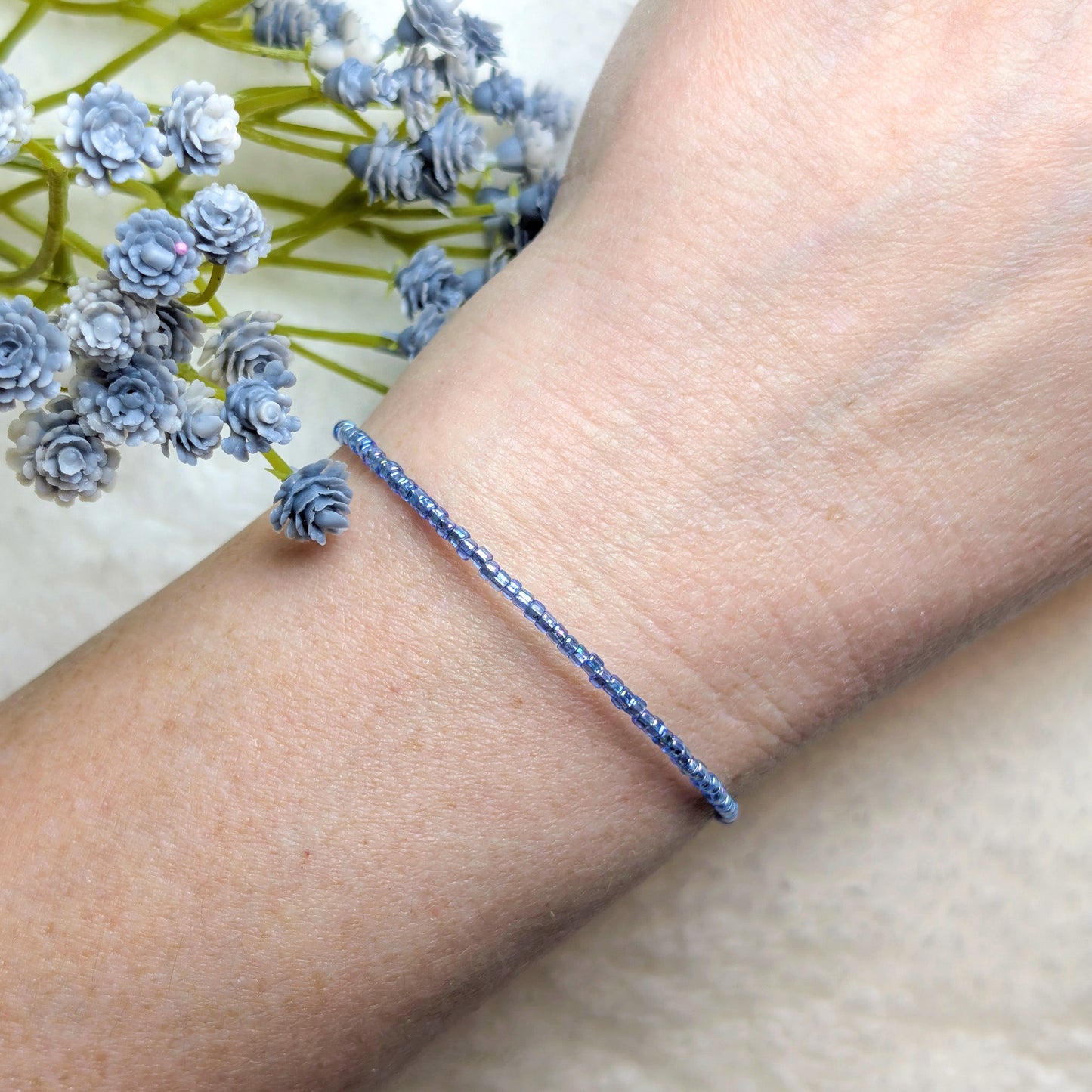 Dainty bracelet - blue silver lined - creations by cherie