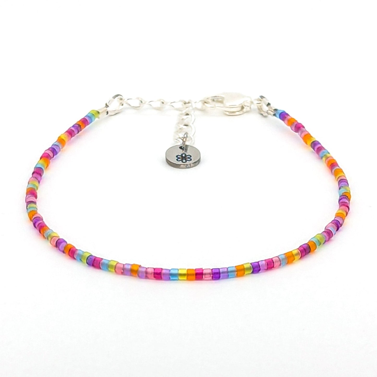 Dainty bracelet - multi color stained glass beads - creations by cherie