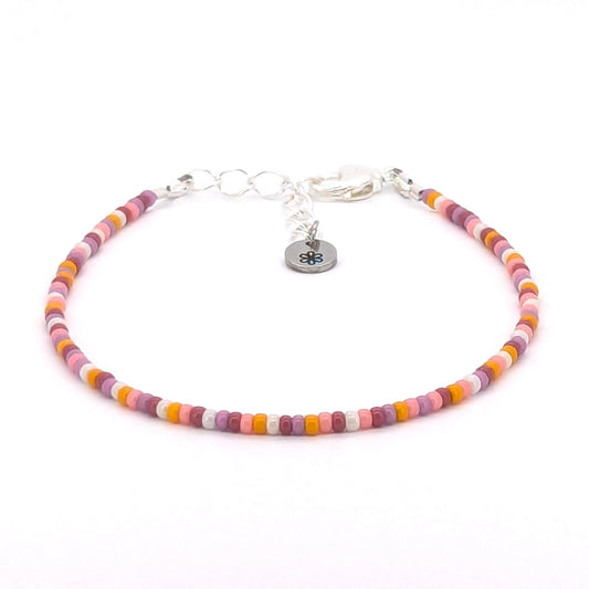 Dainty bracelet - orange, pink, lavender glass beads - creations by cherie