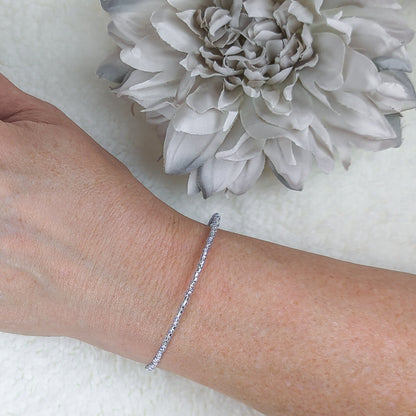 Dainty bracelet - pale blue silver glass beads - creations by cherie