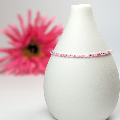 Dainty bracelet - Pale Pink seed bead bracelet - creations by cherie