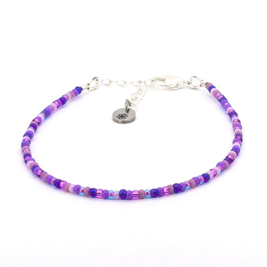 Dainty bracelet - periwinkle glass beads - creations by cherie