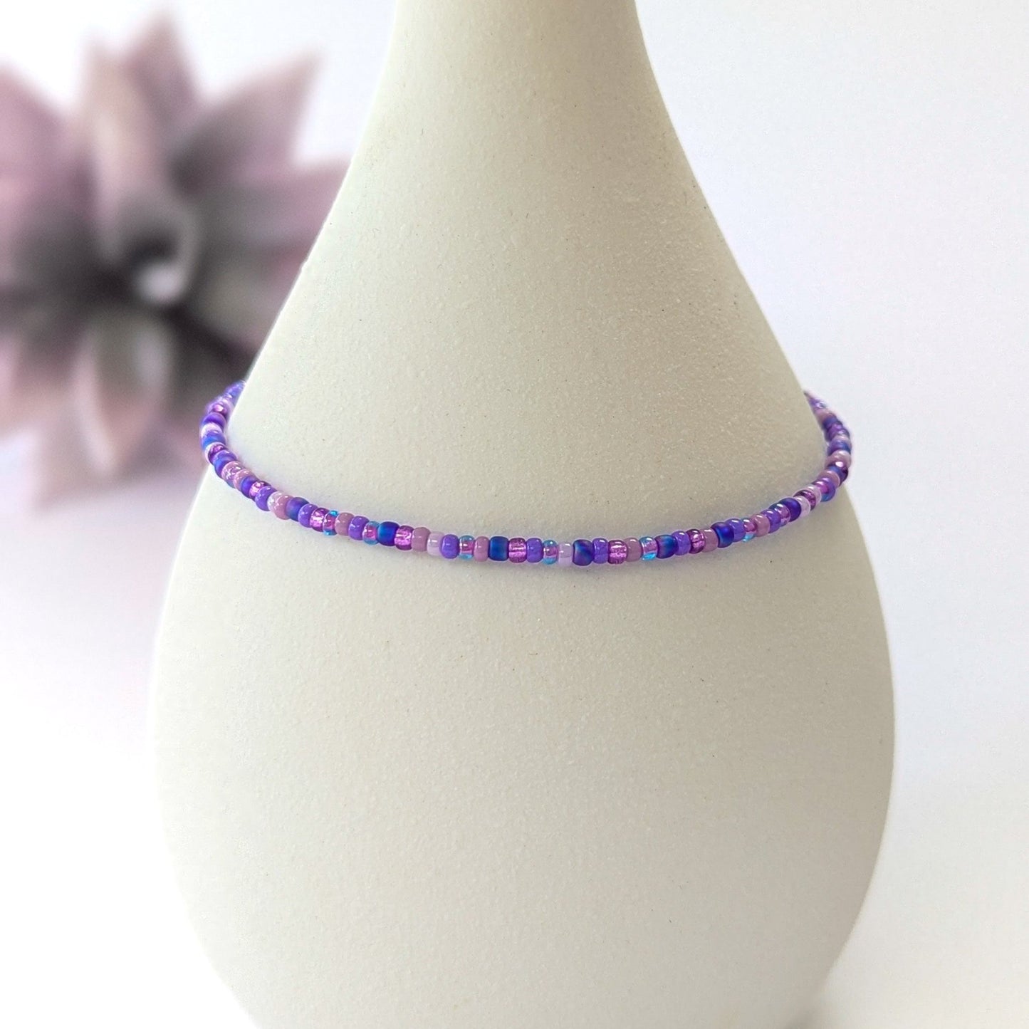 Dainty bracelet - periwinkle glass beads - creations by cherie