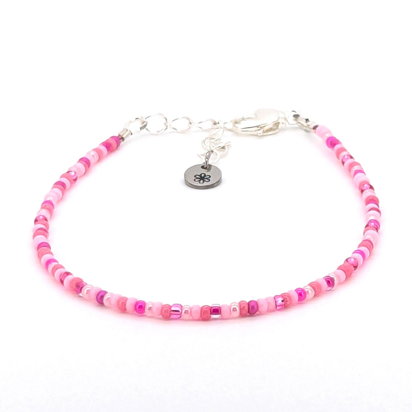 Dainty bracelet - pink glass beads - creations by cherie