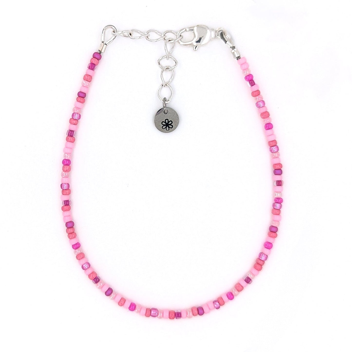 Dainty bracelet - pink glass beads - creations by cherie