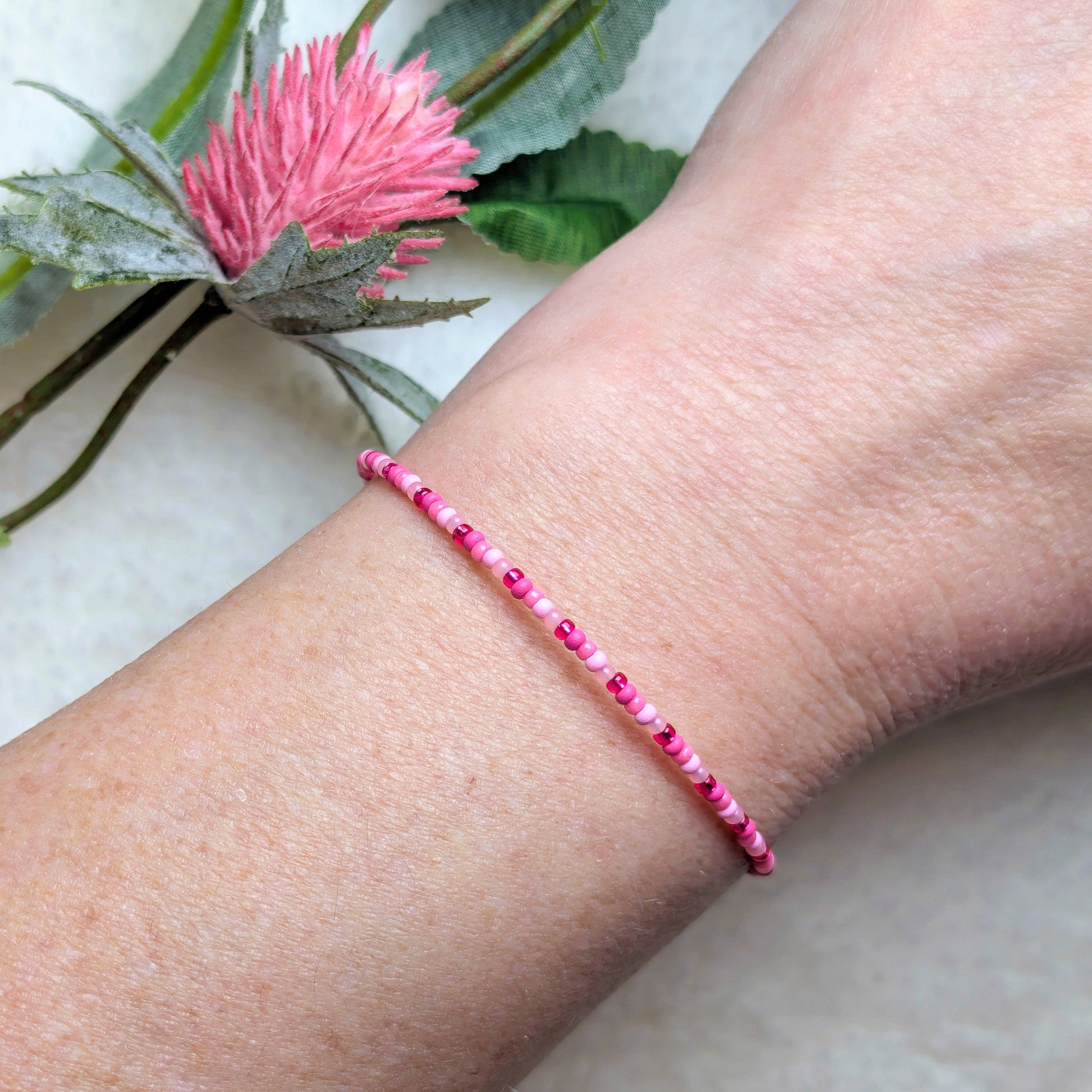 Dainty bracelet - pink pattern - creations by cherie