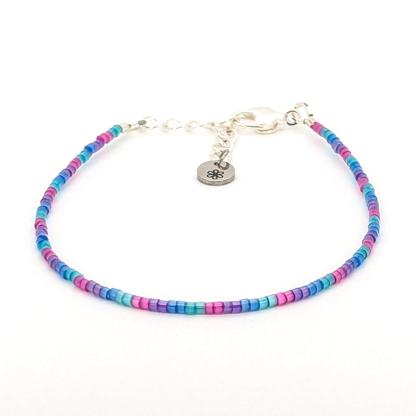 Dainty bracelet - pink, purple, blue, teal glass beads - creations by cherie