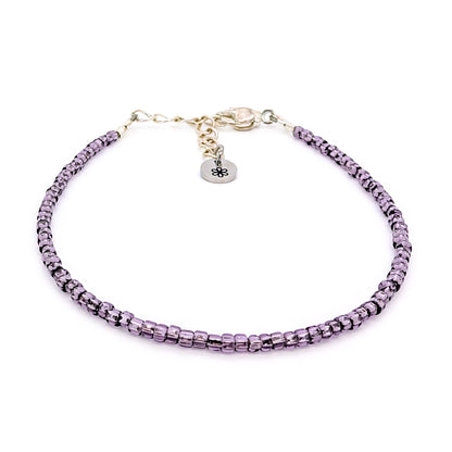 Dainty bracelet - purple grey silver lined - creations by cherie