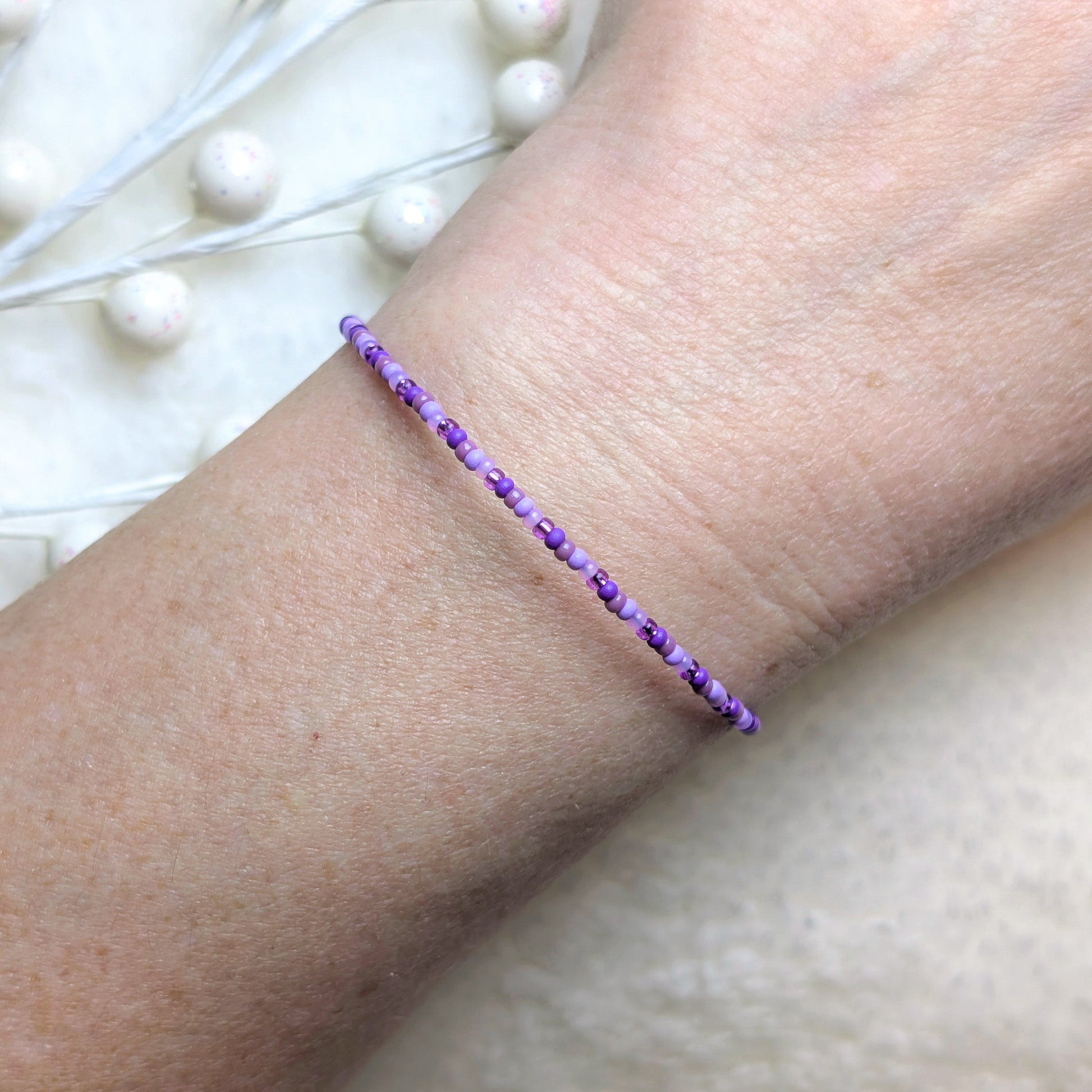 Dainty bracelet - purple pattern - creations by cherie