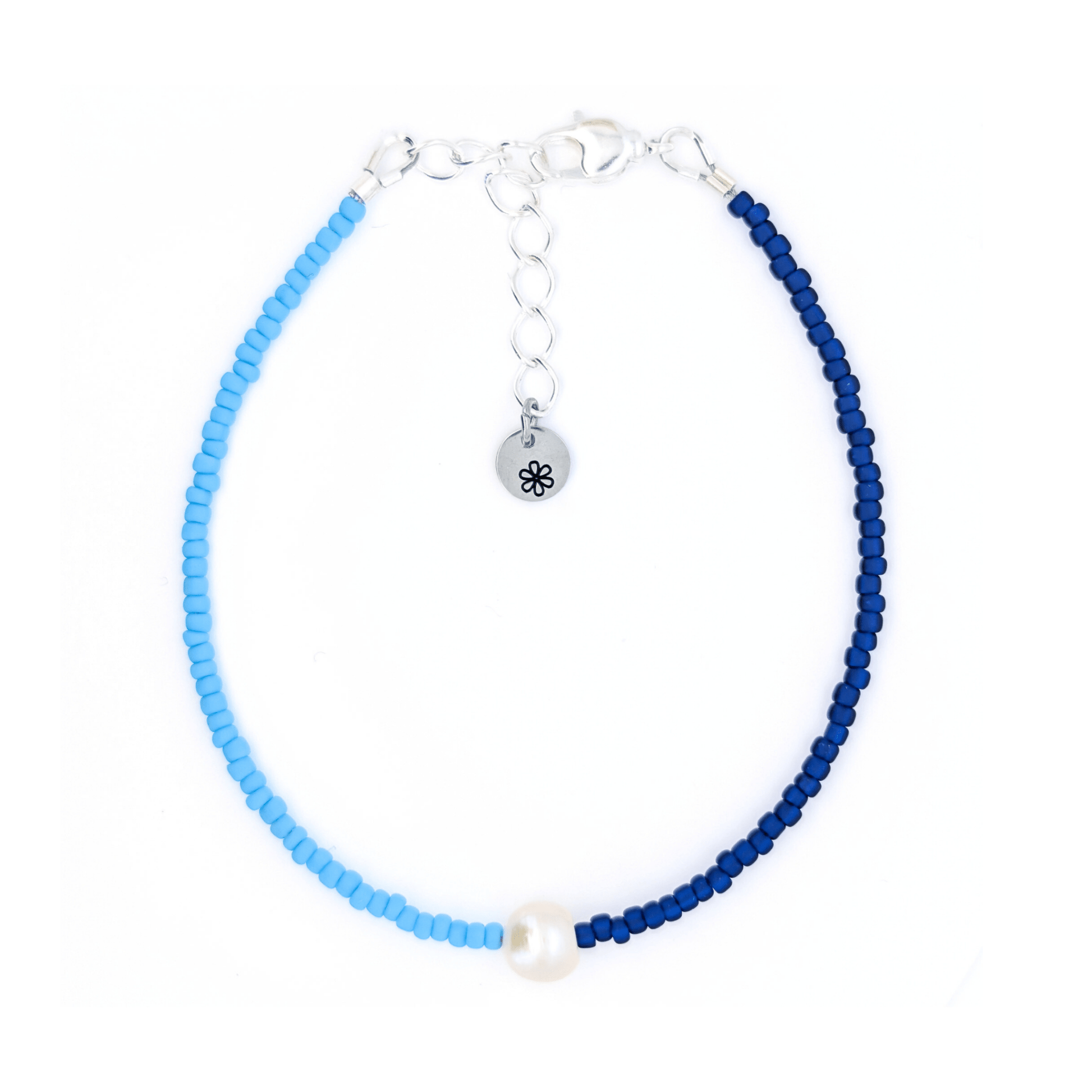 Dainty bracelet - single pearl blue color block - creations by cherie