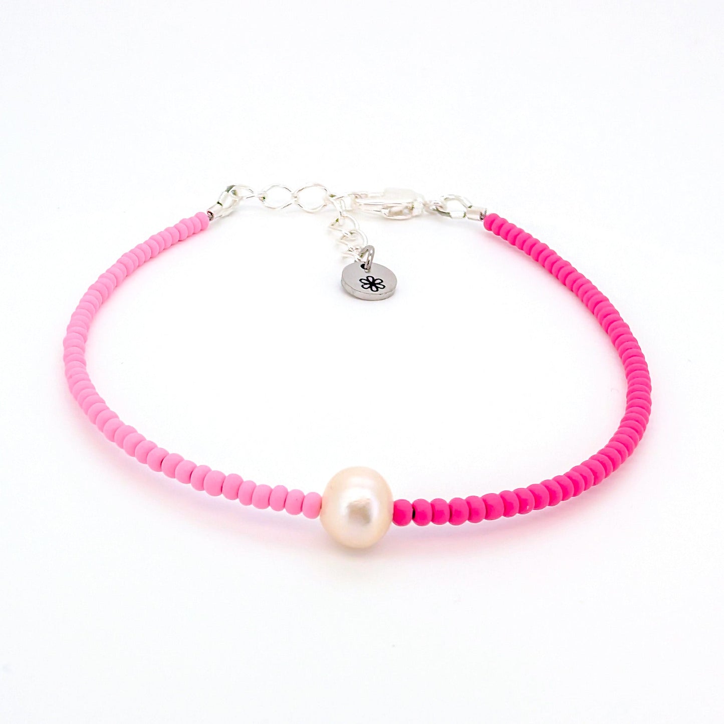 Dainty bracelet - single pearl pink color block - creations by cherie