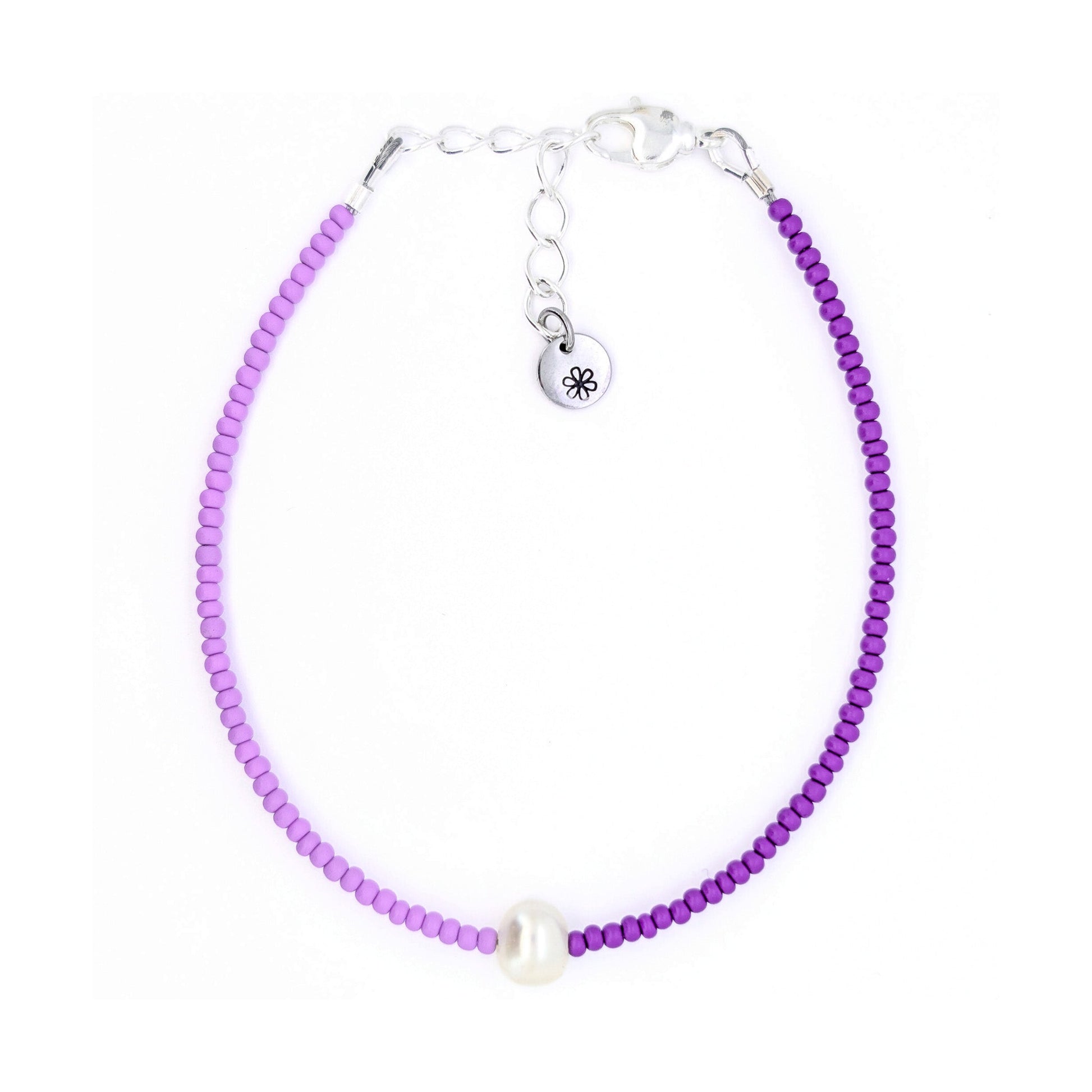 Dainty bracelet - single pearl purple color block - creations by cherie