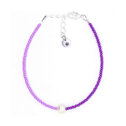 Dainty bracelet - single pearl purple color block - creations by cherie