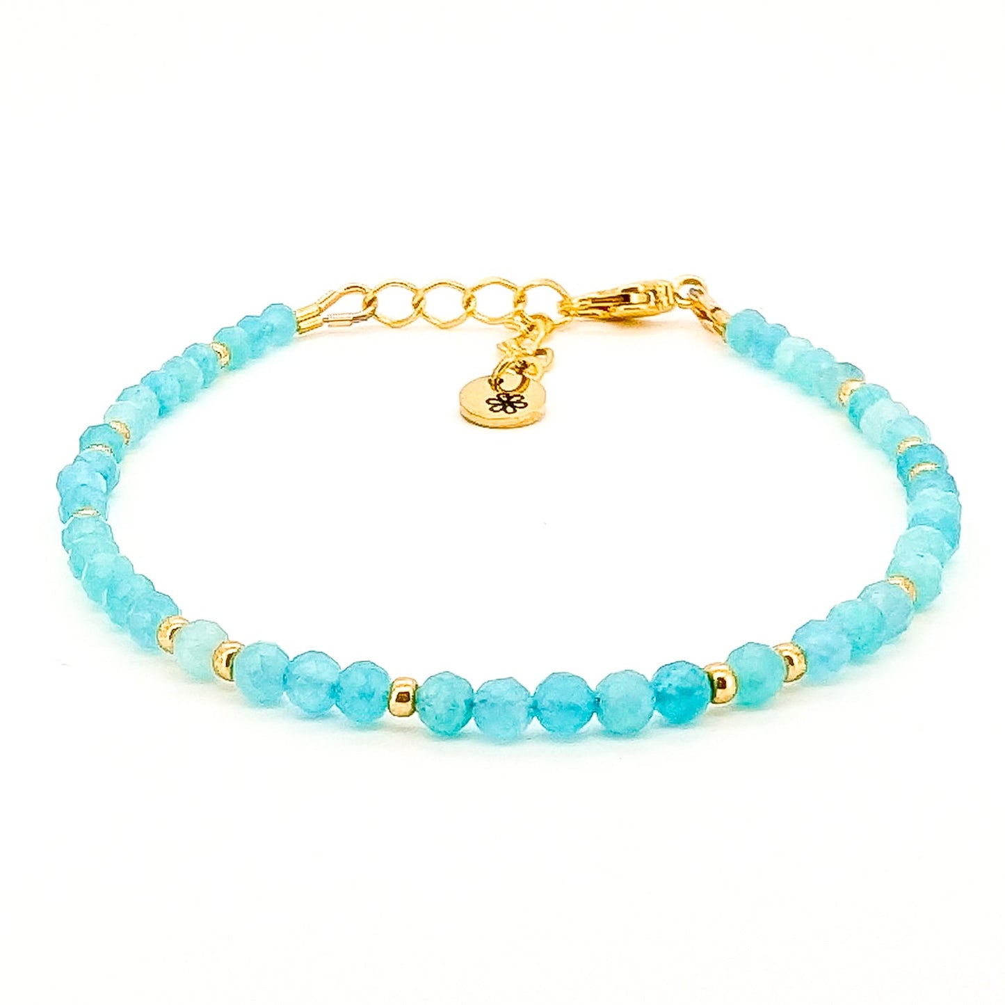 Dainty Gemstone Bracelet - Amazonite in Gold - creations by cherie