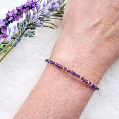 Dainty Gemstone Bracelet - Amethyst in Gold - creations by cherie