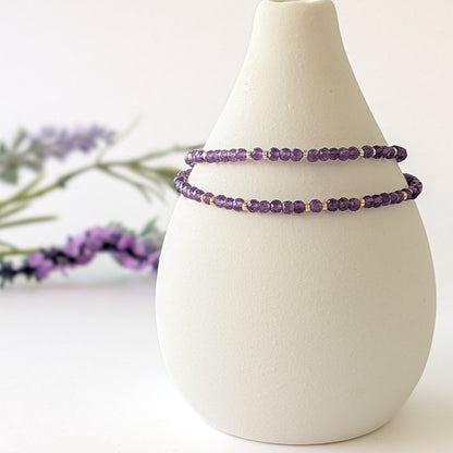 Dainty Gemstone Bracelet - Amethyst in Gold - creations by cherie