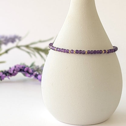 Dainty Gemstone Bracelet - Amethyst in Gold - creations by cherie