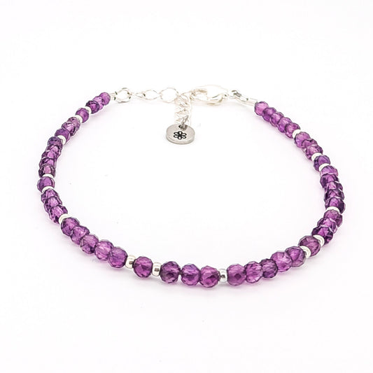 Dainty Gemstone Bracelet - Amethyst in Silver - creations by cherie