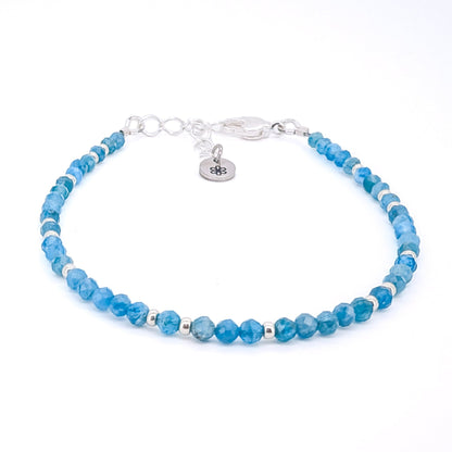 Dainty Gemstone Bracelet - Blue Apatite in Silver - creations by cherie