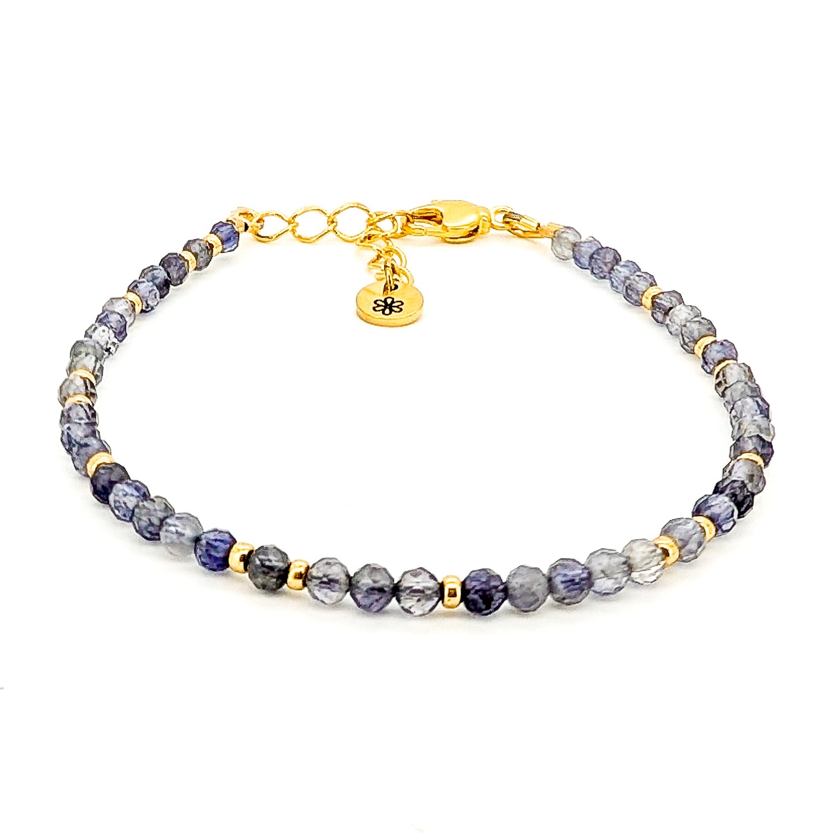 Dainty Gemstone Bracelet - Iolite in Gold - creations by cherie