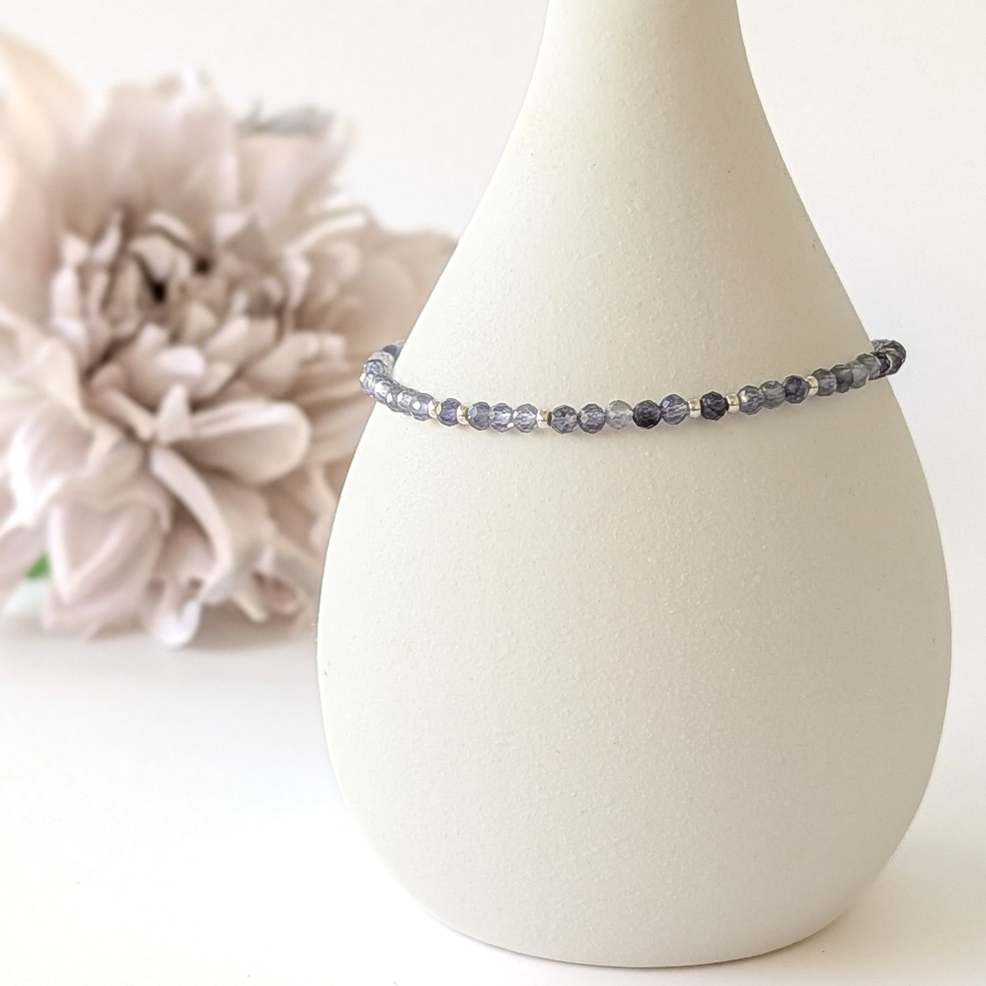 Dainty Gemstone Bracelet - Iolite in Silver - creations by cherie