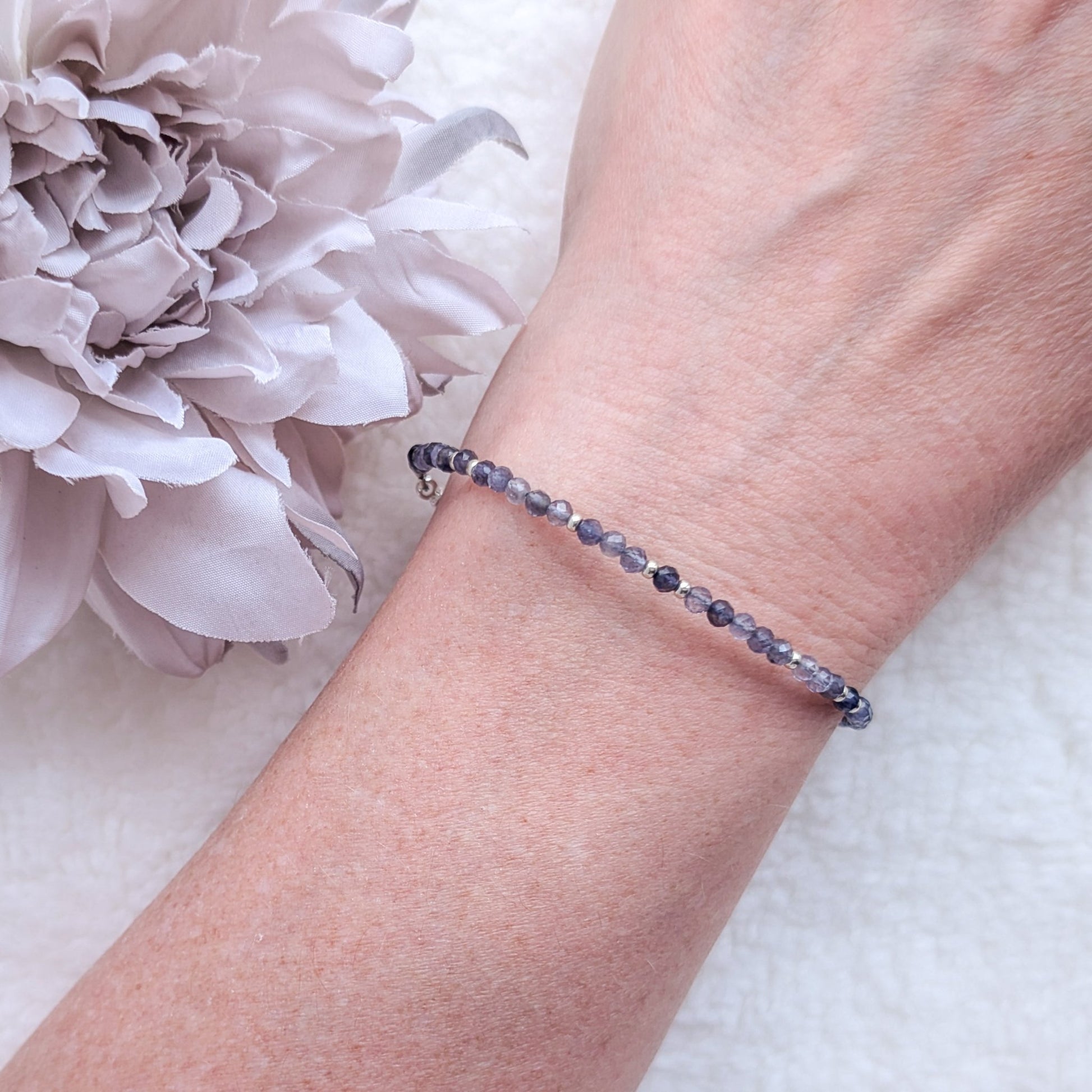 Dainty Gemstone Bracelet - Iolite in Silver - creations by cherie