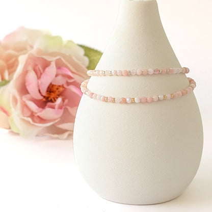 Dainty Gemstone Bracelet - Pink Opal in Gold - creations by cherie