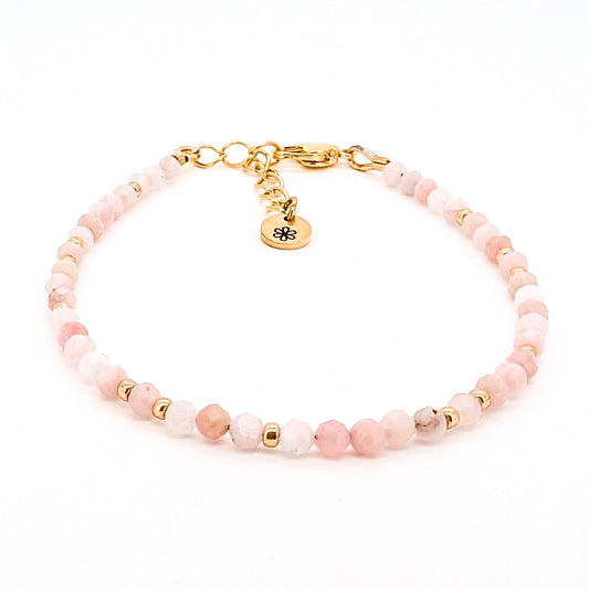 Dainty Gemstone Bracelet - Pink Opal in Gold - creations by cherie