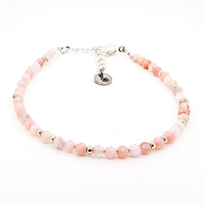 Dainty Gemstone Bracelet - Pink Opal in Silver - creations by cherie