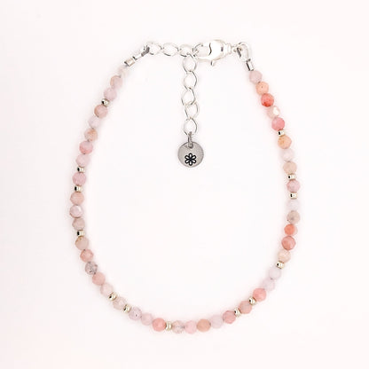 Dainty Gemstone Bracelet - Pink Opal in Silver - creations by cherie