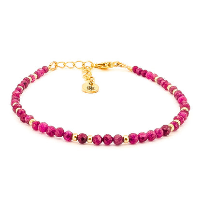 Dainty Gemstone Bracelet - Ruby in Gold - creations by cherie