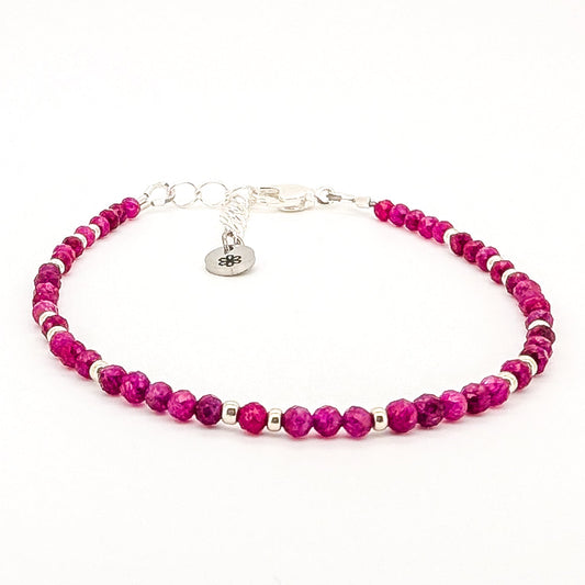 Dainty Gemstone Bracelet - Ruby in Silver - creations by cherie