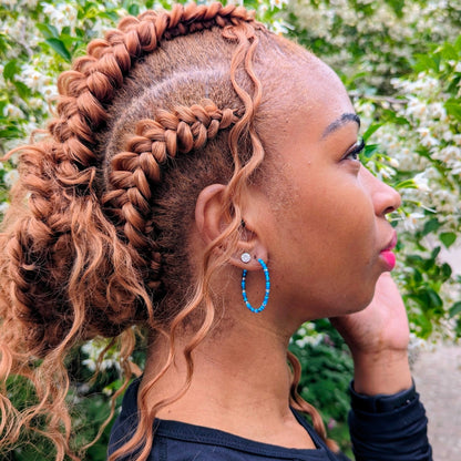 Hoop Earrings - Sterling Silver - Blue and Silver - creations by cherie