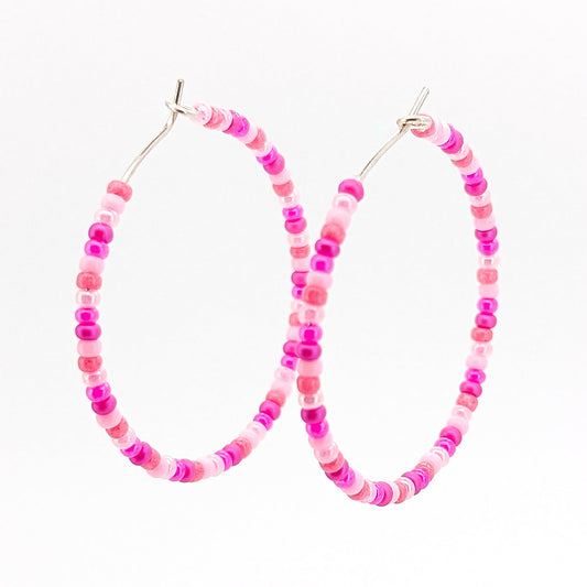 Hoop Earrings - Sterling Silver - Hot Pink - creations by cherie