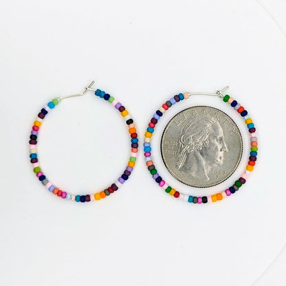 Hoop Earrings - Sterling Silver - Multi Colored Confetti - creations by cherie