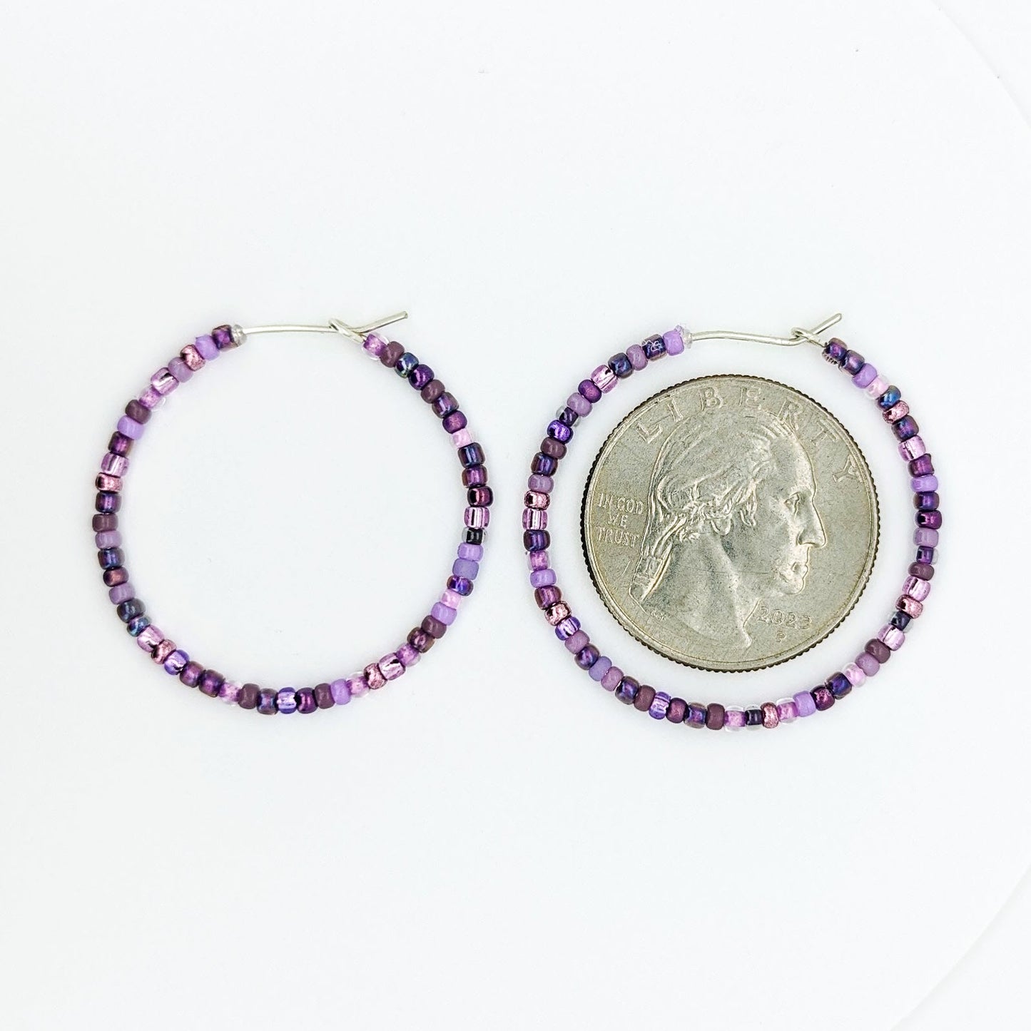 Hoop Earrings - Sterling Silver - Purple - creations by cherie