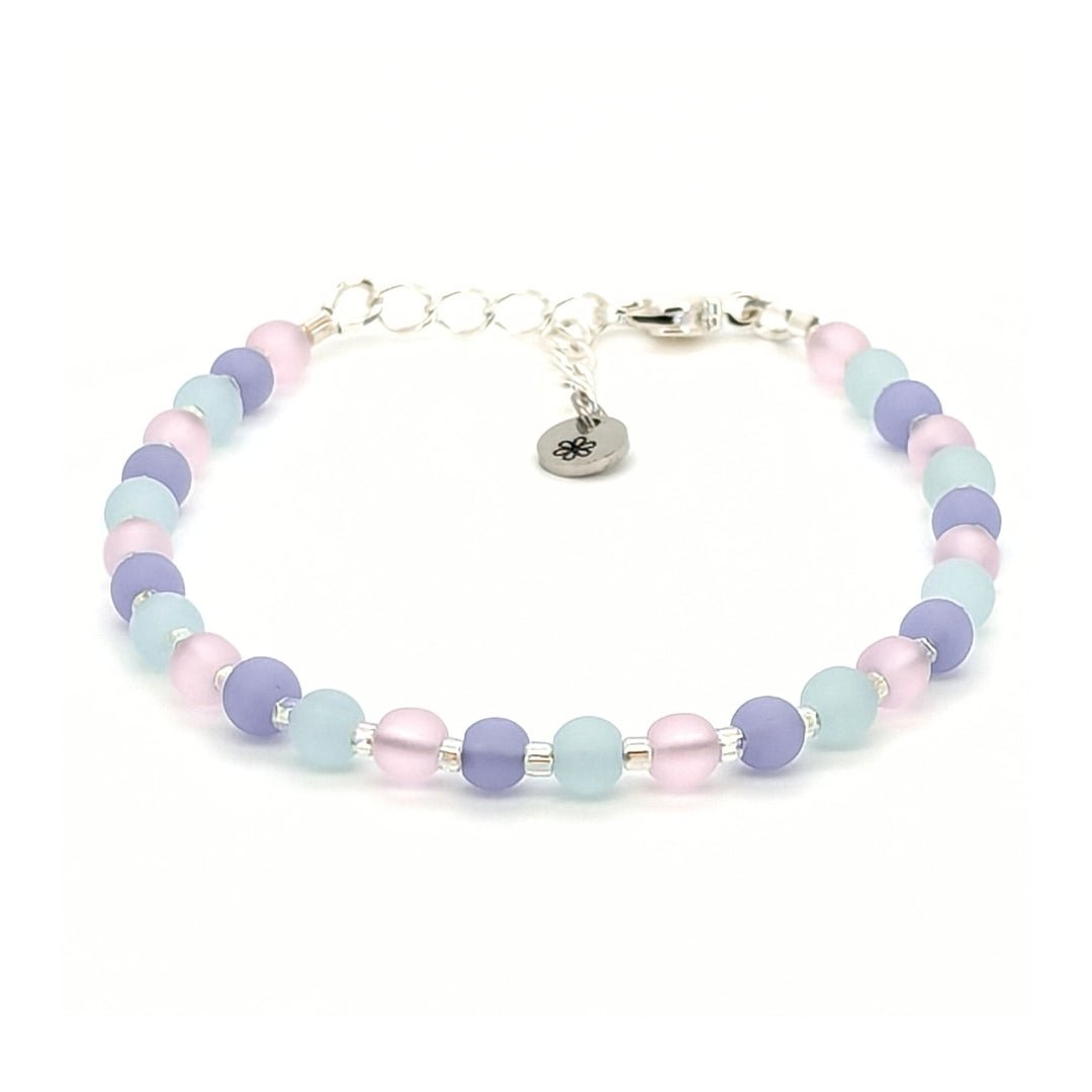 Sea Glass Bracelet - pink, periwinkle and green - creations by cherie