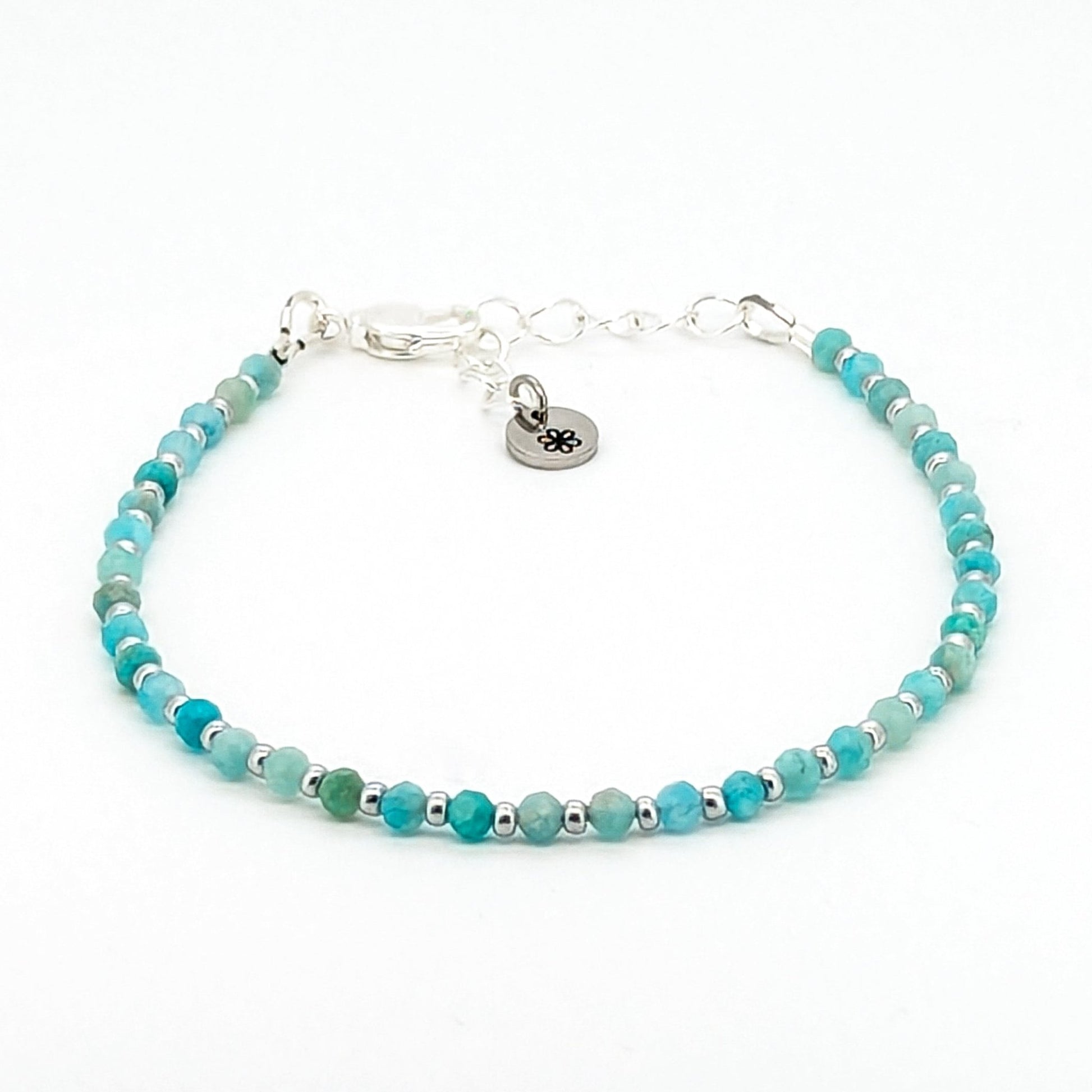 Amazonite and silver glass bead handmade bracelet - creations by cherie