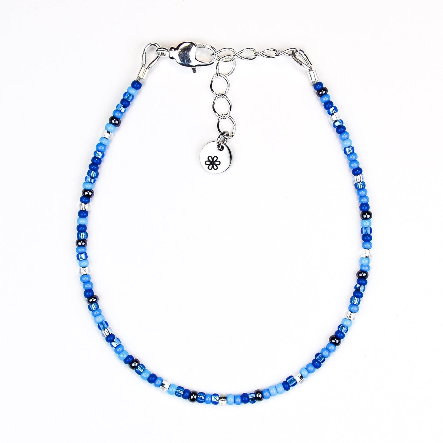 Dainty bracelet - blue and silver glass beads - creations by cherie