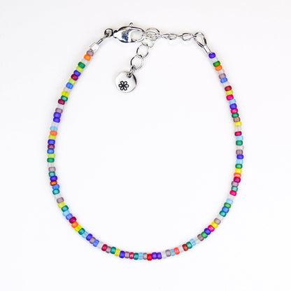 Dainty bracelet - Matte rainbow seed bead bracelet - creations by cherie
