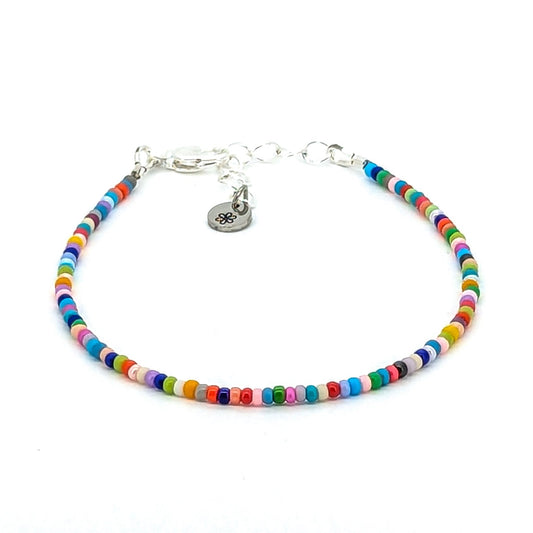 Dainty bracelet - multi colored confetti glass seed beads - creations by cherie
