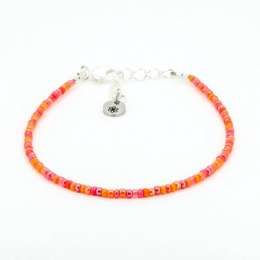 Dainty bracelet - Orange seed bead bracelet - creations by cherie