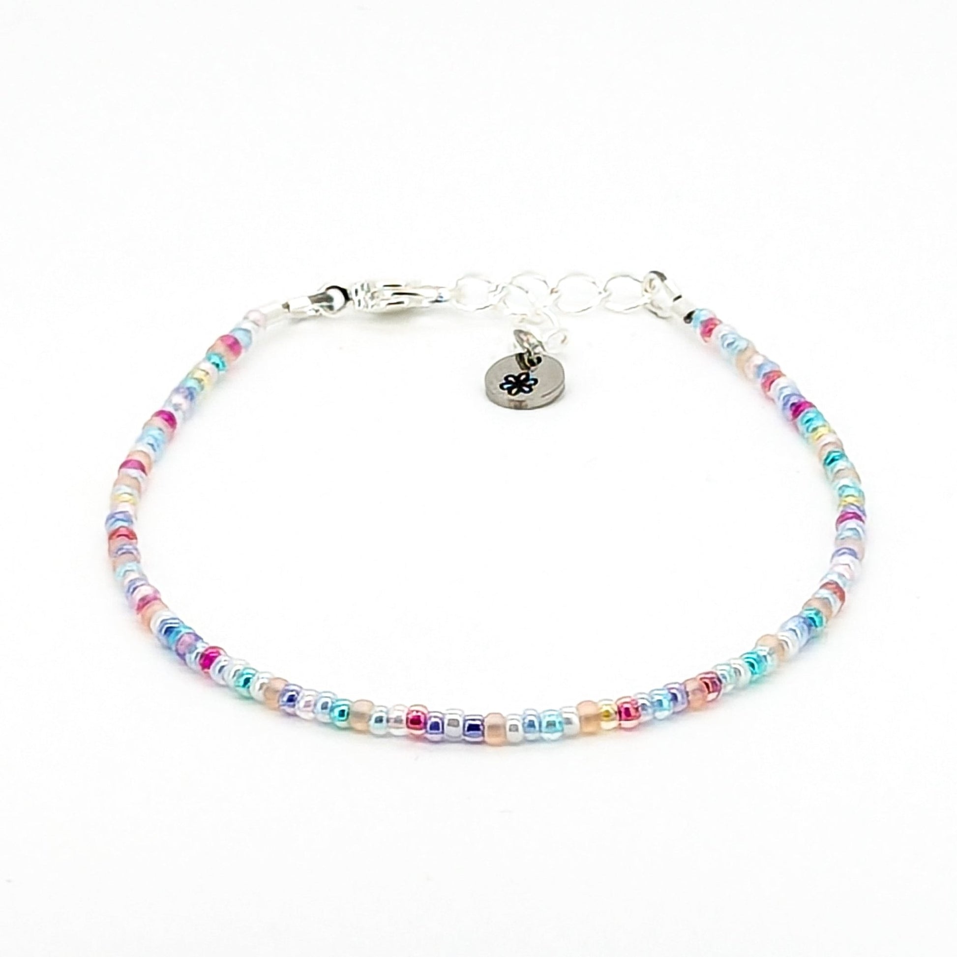 Dainty bracelet - pastel lined glass seed beads - creations by cherie