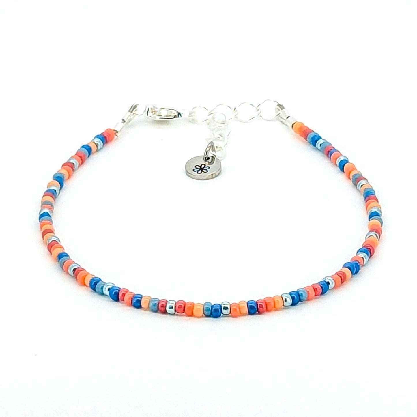 Dainty bracelet - Peach and blue glass seed beads - creations by cherie